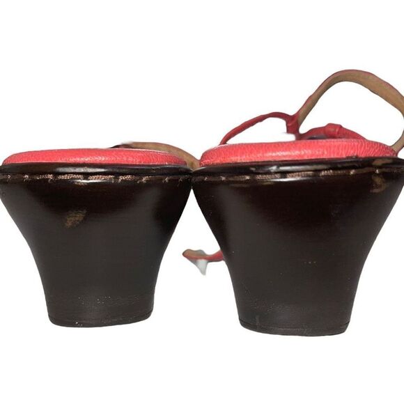 Sofft Coral Orange Strappy Leather Low‎ Heel - Size 8.5 - Picture 6 of 7